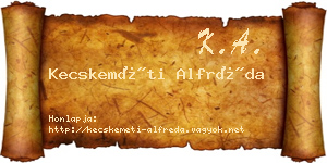 Kecskeméti Alfréda névjegykártya